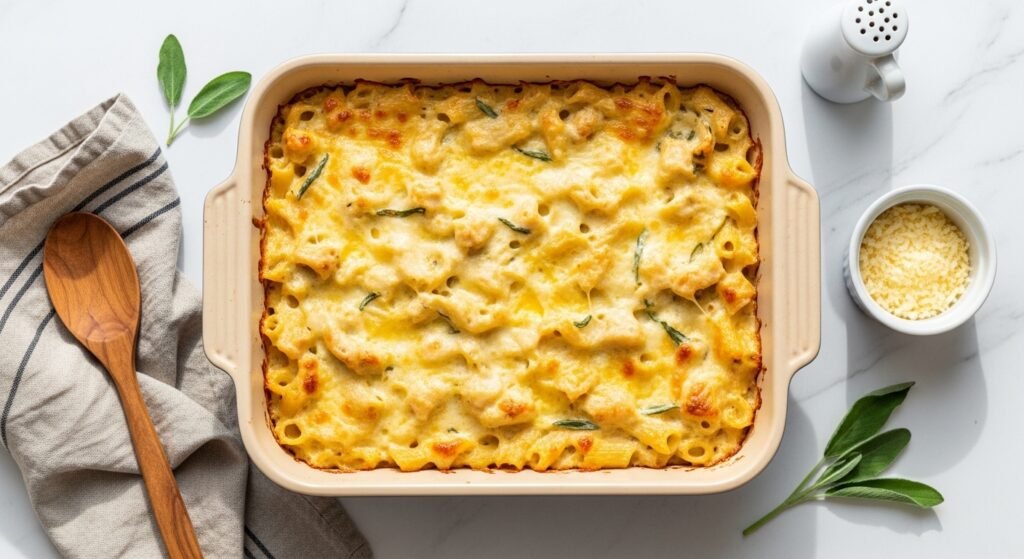 How to Make Chicken Alfredo Pasta Bake That Is Golden Bubbly and Perfect for Feeding a Crowd