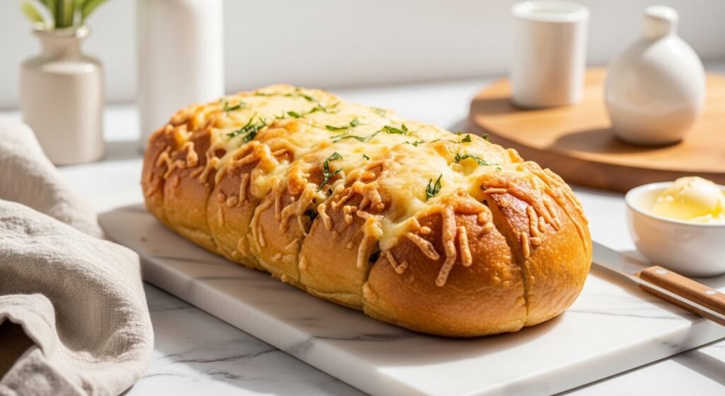 How to Make Cheesy Garlic Bread in the Oven That Is Golden Bubbly and Loaded with Melty Cheese